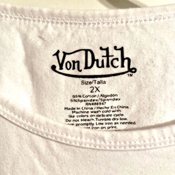 Von Dutch White Shirt with Blue Skull Design - Picture 4 of 7